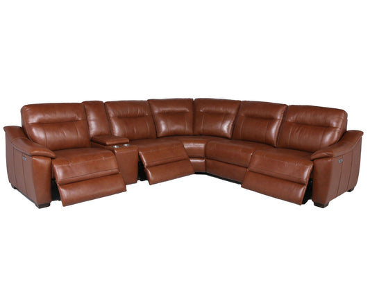Casa 6-Piece Leather Dual-Power Reclining Sectional, Coach
