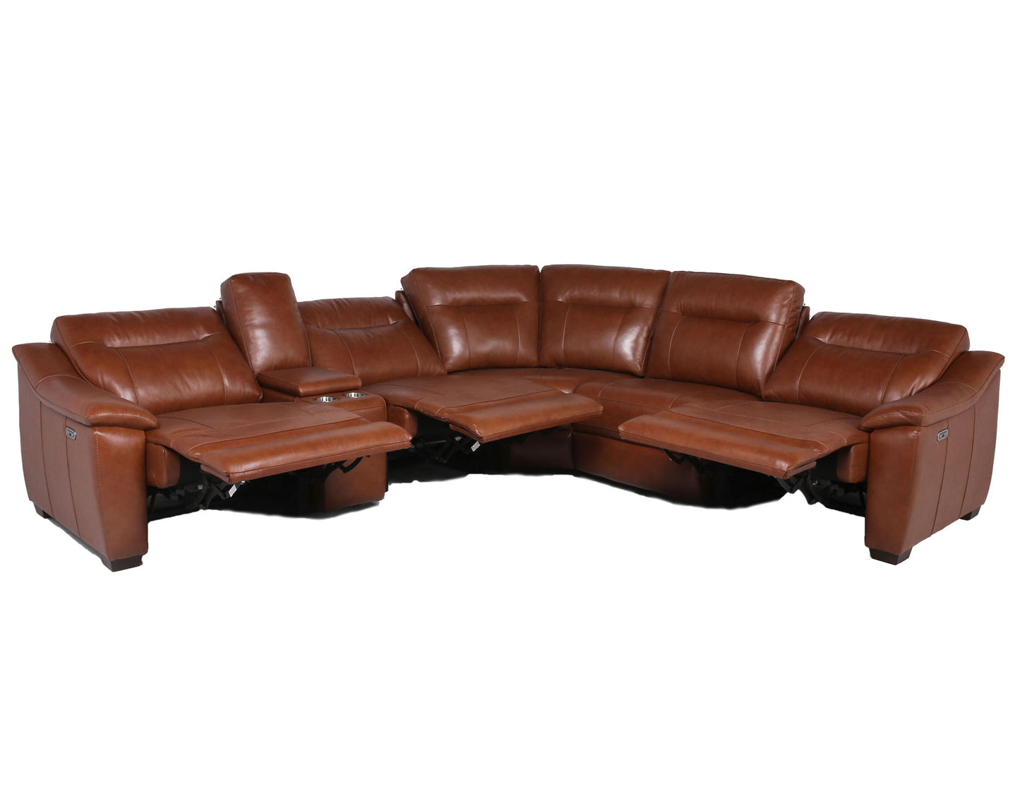 Casa 6-Piece Leather Dual-Power Reclining Sectional, Coach