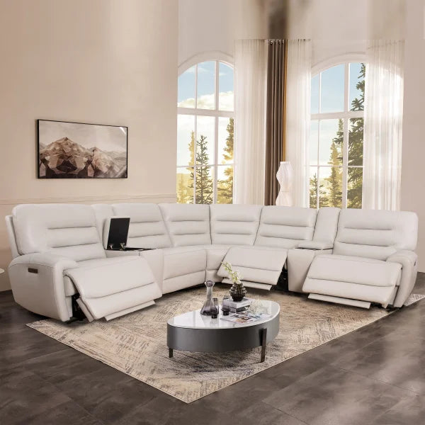 Aubrey Leather Power Reclining Sectional