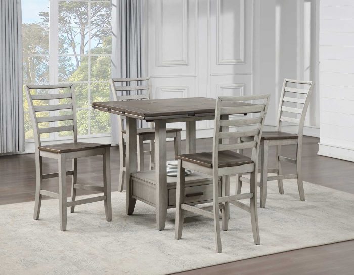 Abacus 5-Piece Counter Drop-Leaf Dining Set (Table & 4 Chairs)