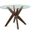 Amalie 48 inch Round Glass Top Table, Walnut color