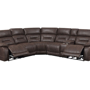 Aria 3-Piece Dual-Power Reclining Sectional, Saddle Brown