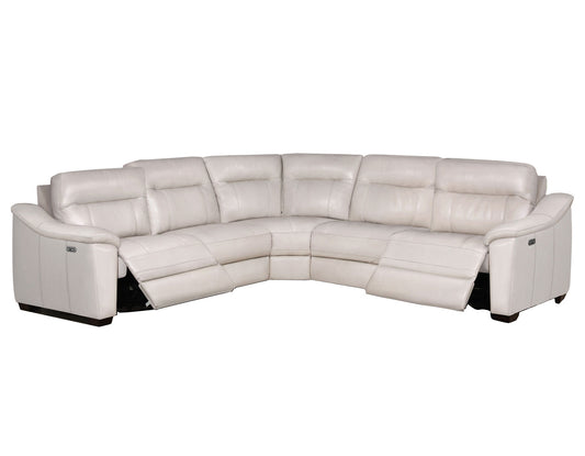 Casa 6-Piece Leather Dual-Power Reclining Sectional, Ivory
