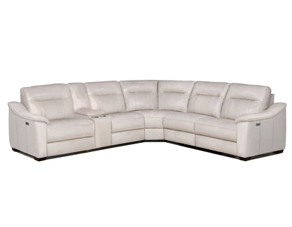 Casa 6-Piece Leather Dual-Power Reclining Sectional, Ivory