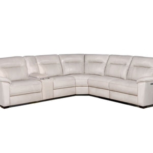 Casa 6-Piece Leather Dual-Power Reclining Sectional, Ivory