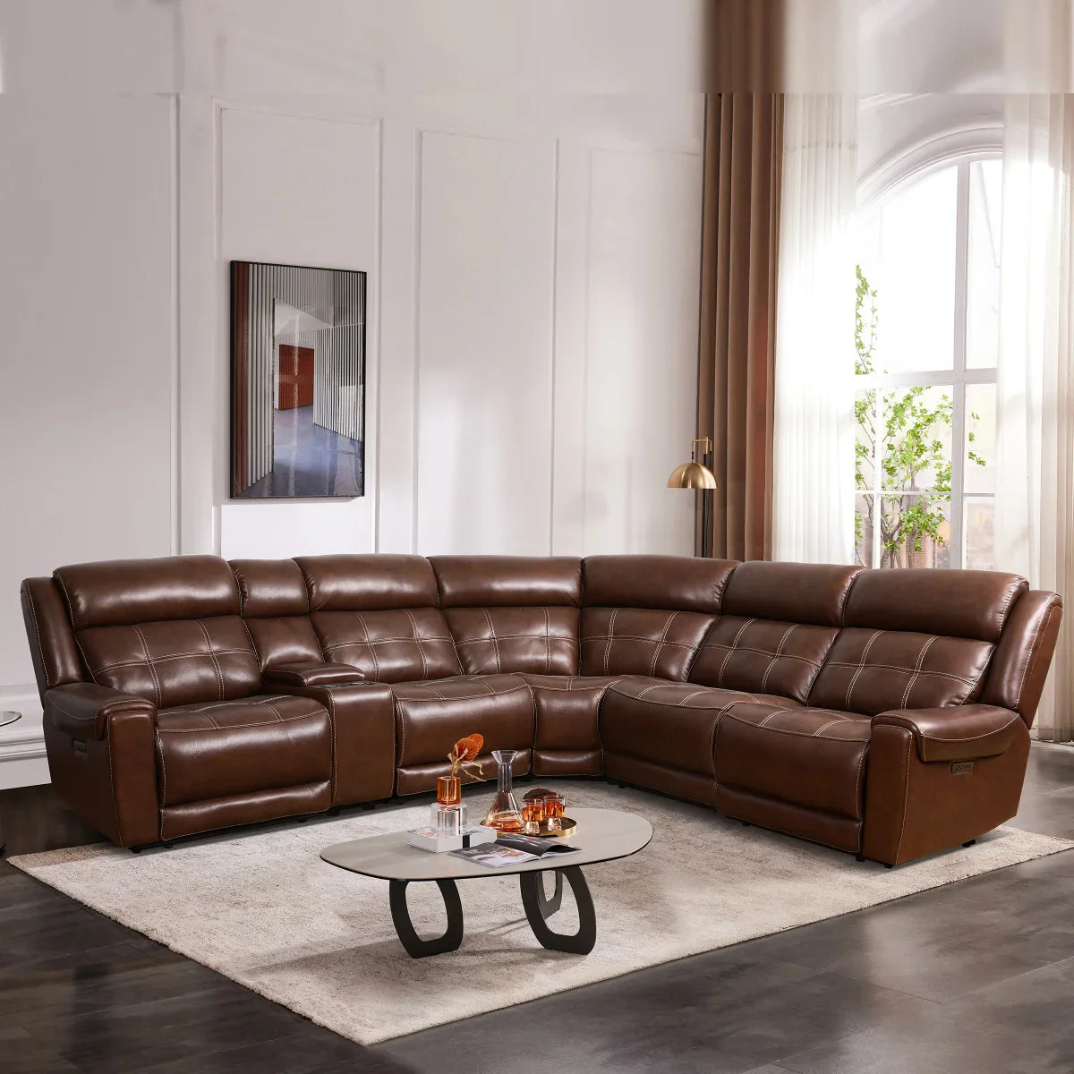 Concord 6-Piece Leather Power Reclining Sectional
