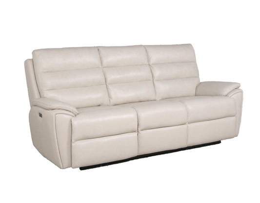 Duval Ivory 3-Piece Dual-Power Leather Reclining Set (Sofa, Loveseat & Chair)