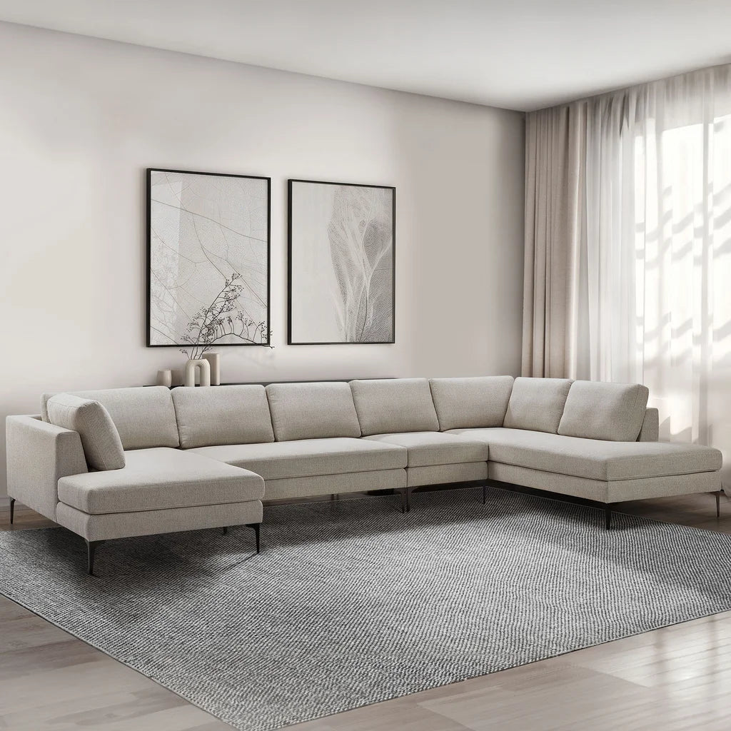 Evella Double Chaise Fabric Sectional