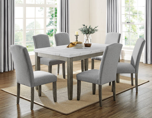 Emily 5-Piece White Marble Dining Set (Table & 4 Side Chairs)