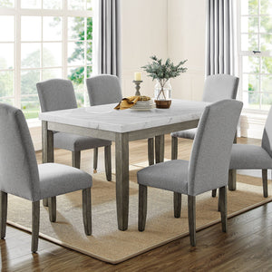 Emily 5-Piece White Marble Dining Set (Table & 4 Side Chairs)