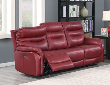 Fortuna Wine 3-Piece Dual-Power Leather Reclining Set (Sofa, Loveseat & Chair)