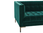Isaac Channel Stitched Green Velvet Sofa
