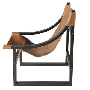 Lima Sling Chair, Natural Leather with Black Frame