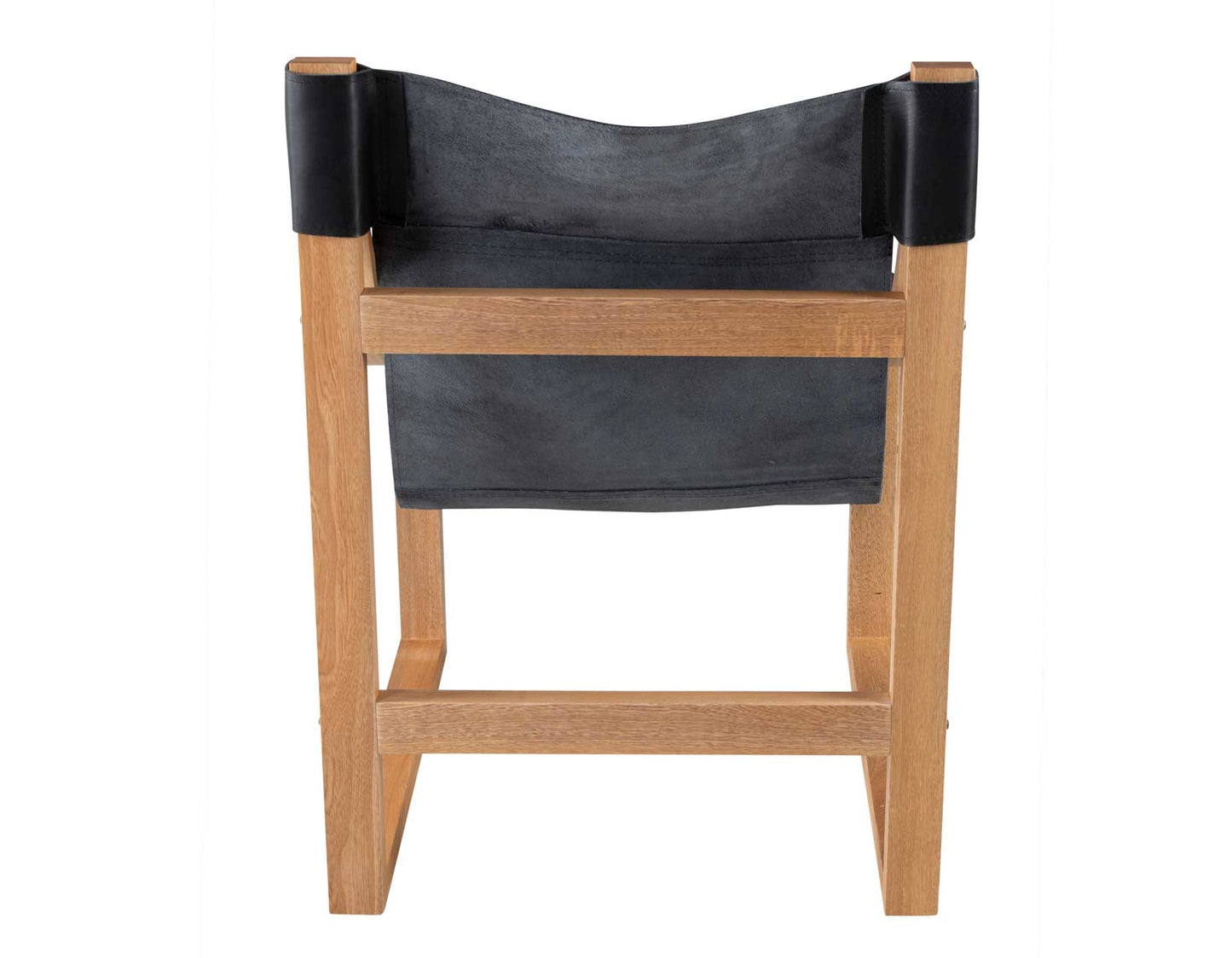 Lima Sling Chair, Black Leather with Natural Frame