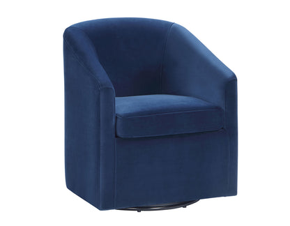 Arlo Upholstered Swivel Barrel Chair, Indigo Velvet