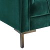 Isaac Channel Stitched Green Velvet Loveseat