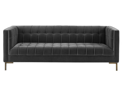 Isaac Channel Stitched Gray Velvet Sofa