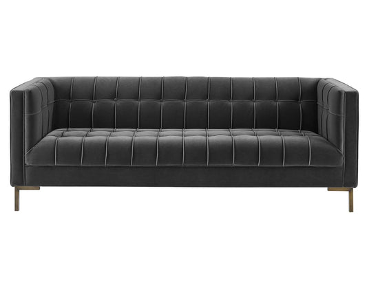 Isaac Channel Stitched Gray Velvet Sofa