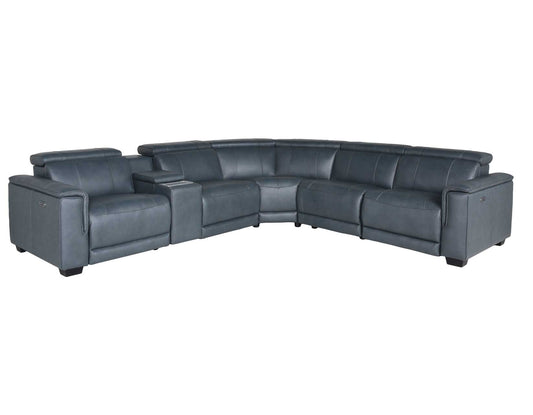 Lorenzo 6-Piece Dual-Power Reclining Modular Leather Sectional, Grey