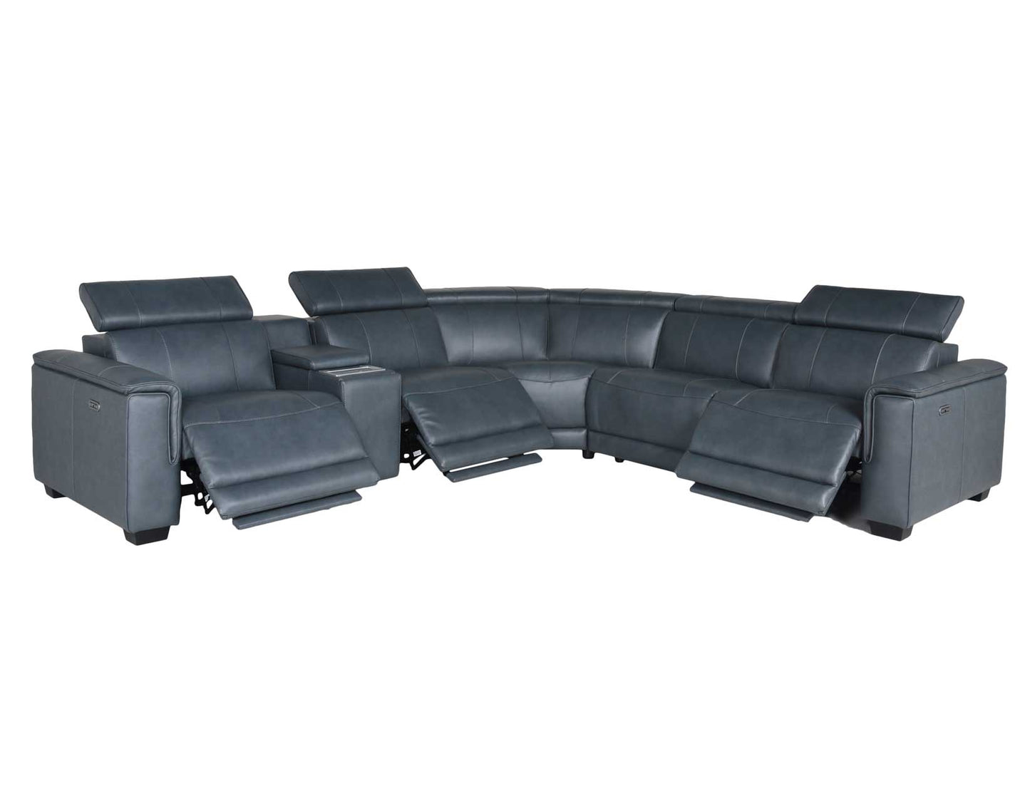 Lorenzo 6-Piece Dual-Power Reclining Modular Leather Sectional, Grey