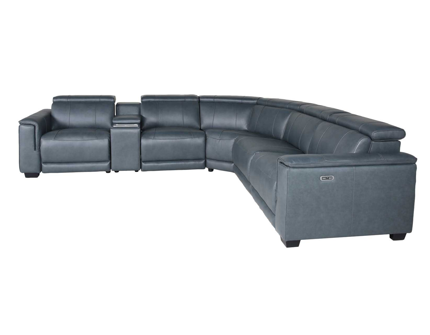 Lorenzo 6-Piece Dual-Power Reclining Modular Leather Sectional, Grey