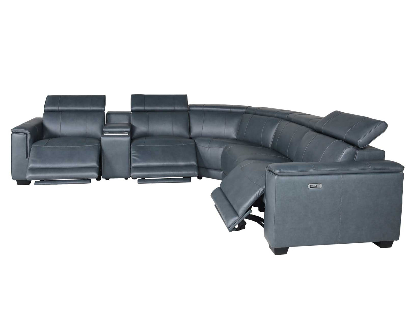 Lorenzo 6-Piece Dual-Power Reclining Modular Leather Sectional, Grey