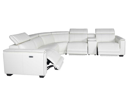 Lorenzo 6-Piece Dual-Power Reclining Modular Leather Sectional, White