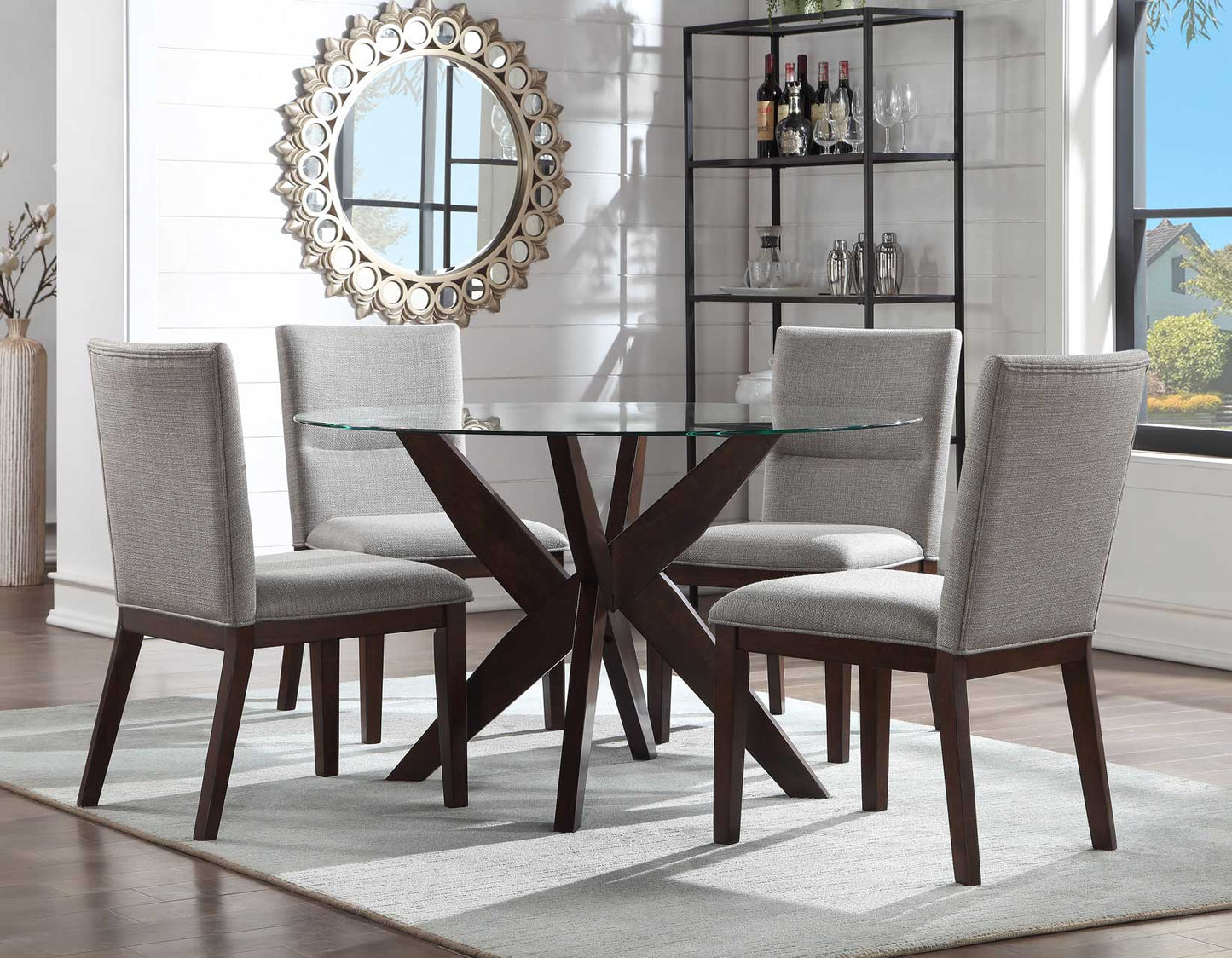 Amalie 5-Piece 48-inch Round Camel Dining Set