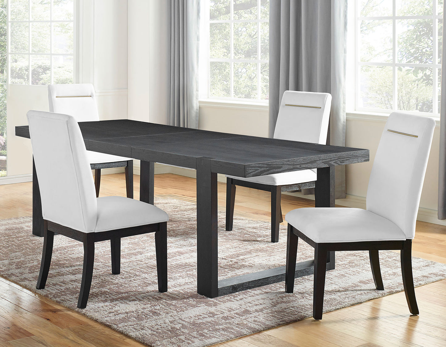 Yves 5 Piece Dining Set (Table & 4 White Performance Side Chairs)