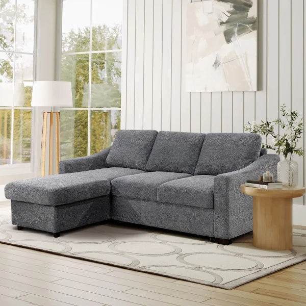 Coddle Aria Fabric Sleeper Sofa with Reversible Chaise and Storage