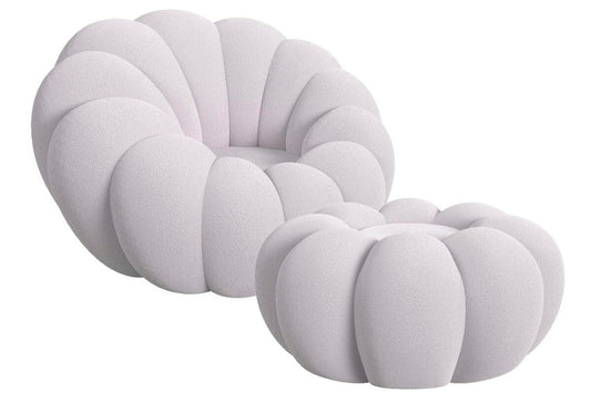 BUBBLE SWIVEL CHAIR AND OTTOMAN IN GREY