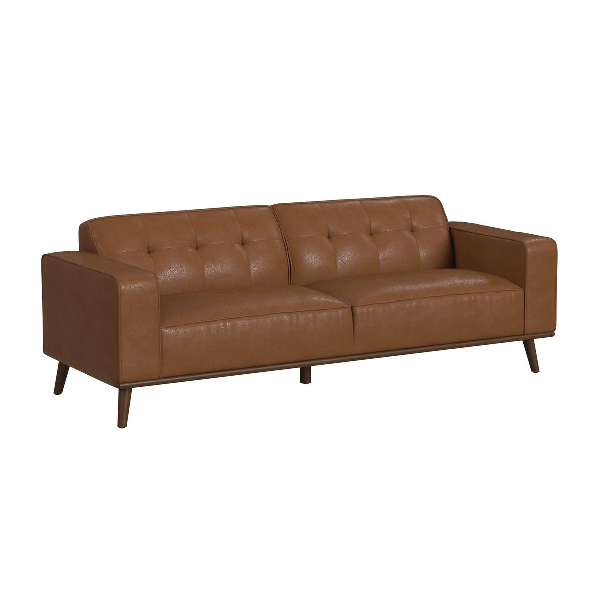 DESTINY SOFA WITH WOOD FRONT IN PEBBLE TAN