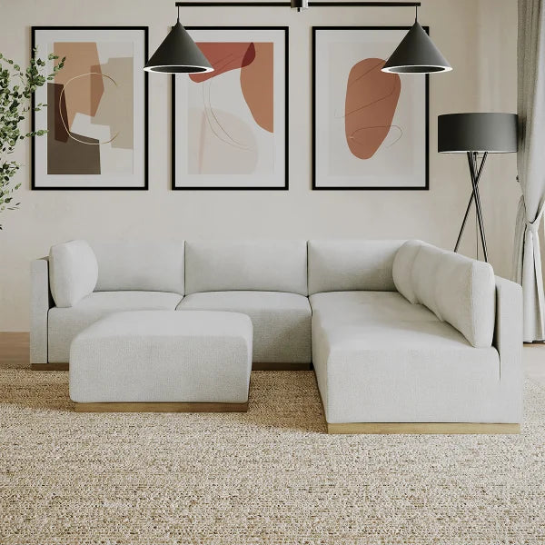 Henredon Murphy Fabric Modular Sectional with Ottoman