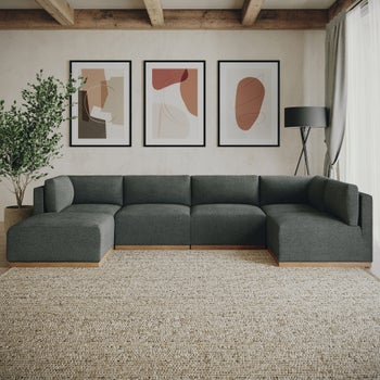 Henredon Murphy Fabric Modular Sectional with Ottoman