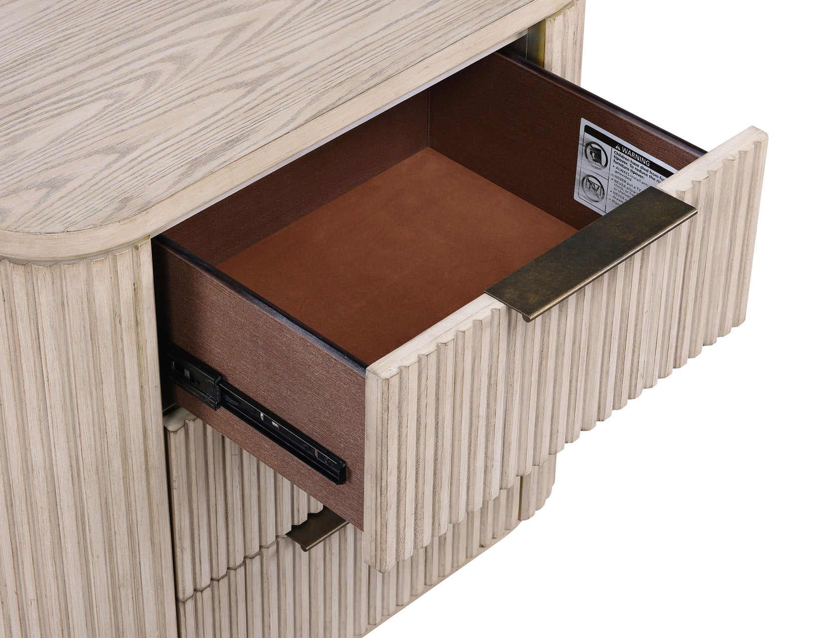 Henry Reeded 3-Drawer Nightstand with USB & Electric Outlets