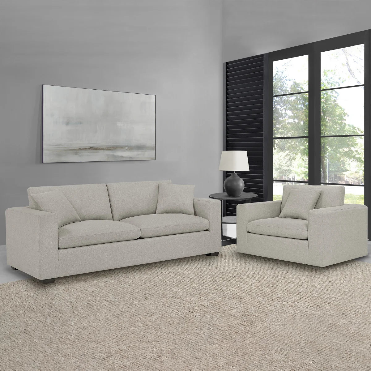 Thomasville Hoxton Sofa and Oversized Swivel Chair