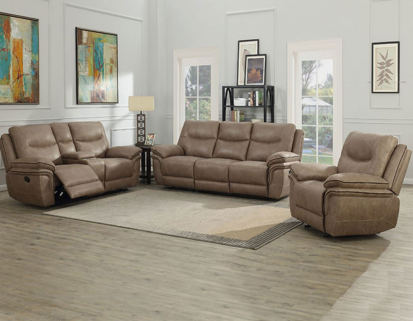 Isabella Sand 3 Piece Manual Motion Set(Sofa, Loveseat & Chair)