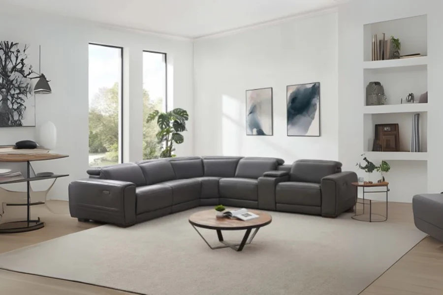 Karson Leather Power Reclining Sectional