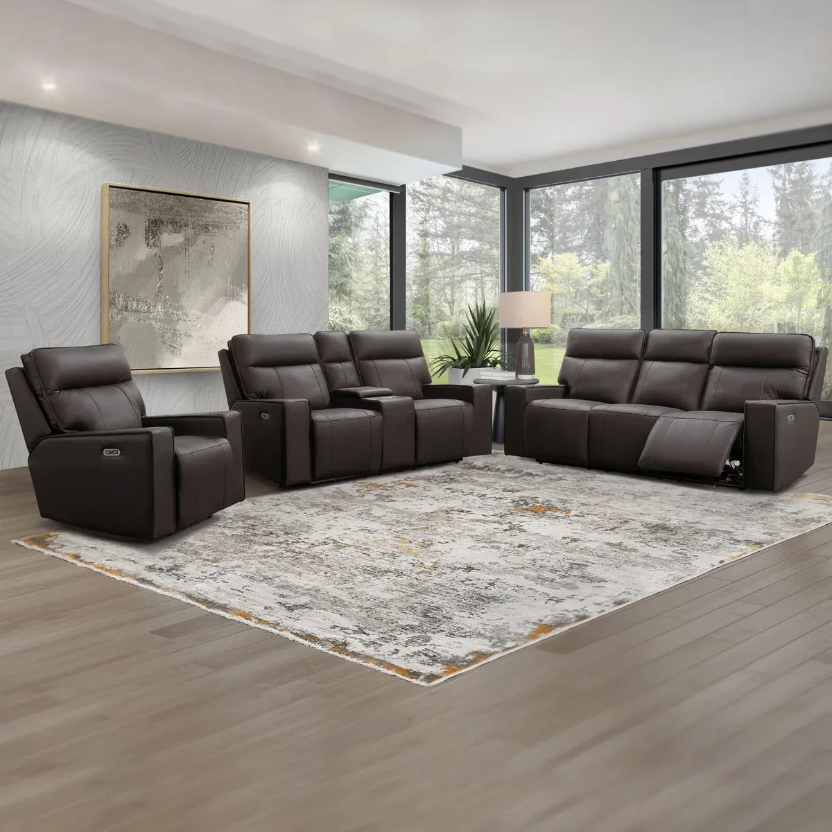 Kellan 3-piece Leather Power Reclining Set with Power Headrests - Sofa, Loveseat, Chair