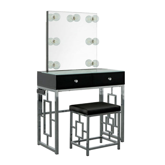 Margo Dressing Table W/ Power / Mirror / Stool and Light