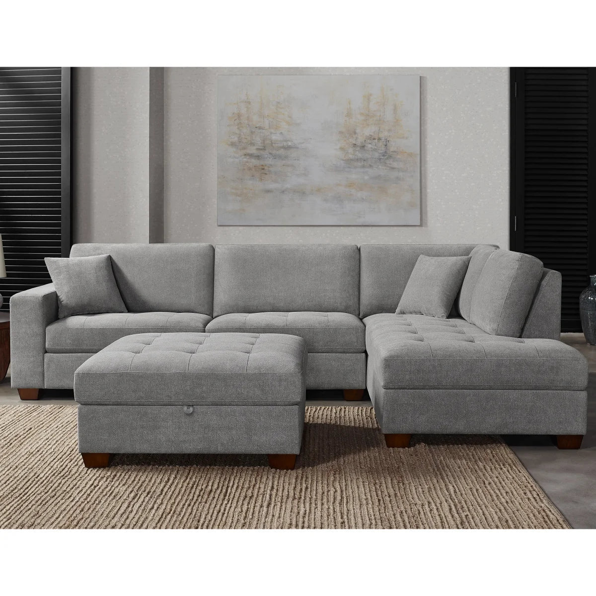 Thomasville Miles 3-Piece Sectional and Storage Ottoman