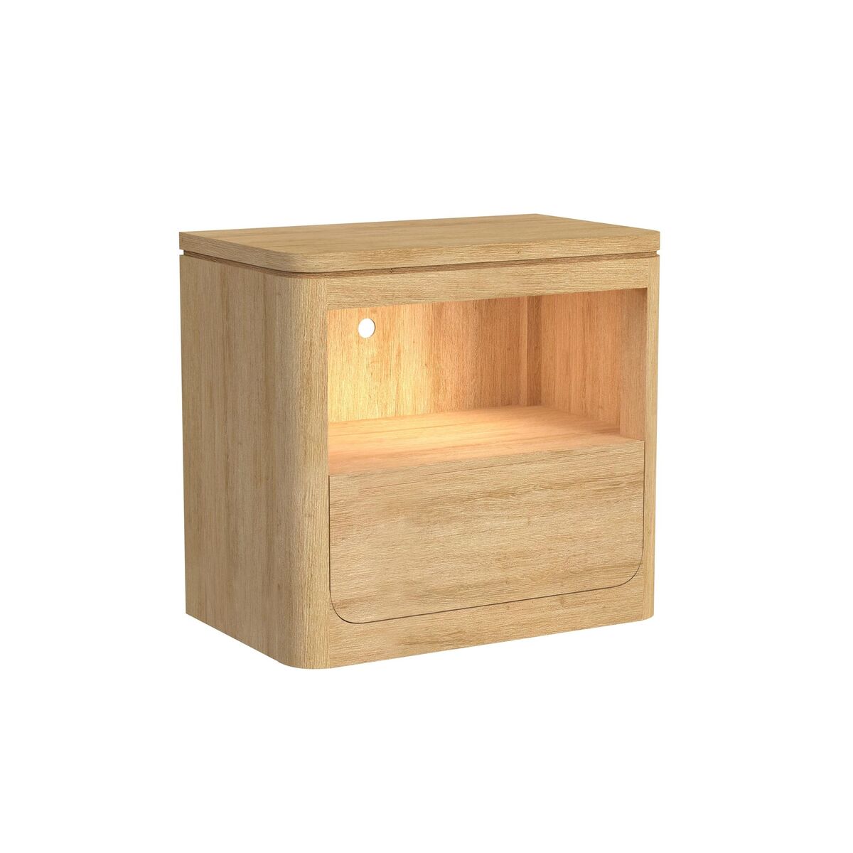 Rosalie Nightstand with USB and LED in Natural