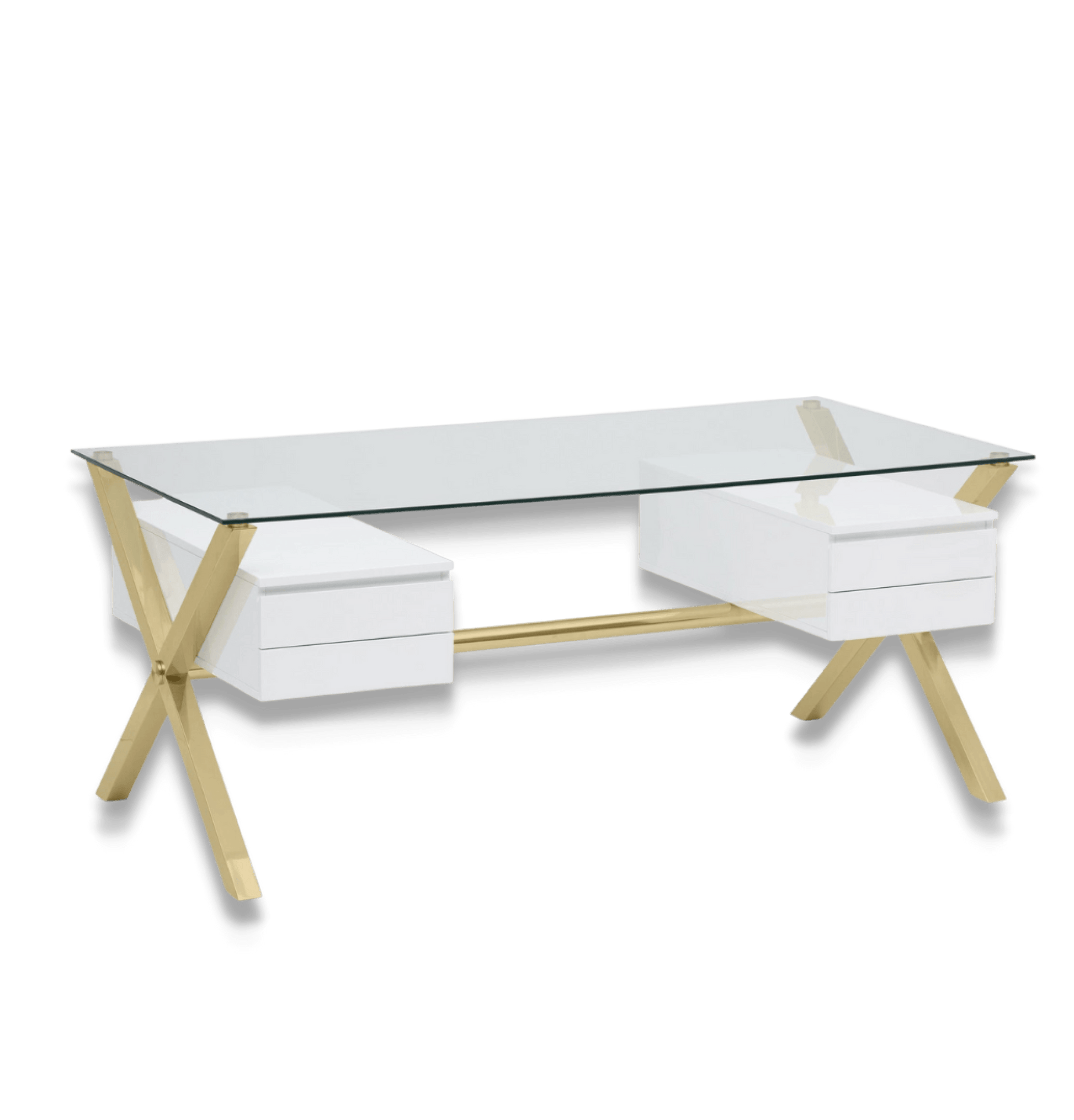 Beverly Large Desk, White/Gold - We Live Cozy