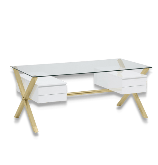 Beverly Large Desk, White/Gold - We Live Cozy